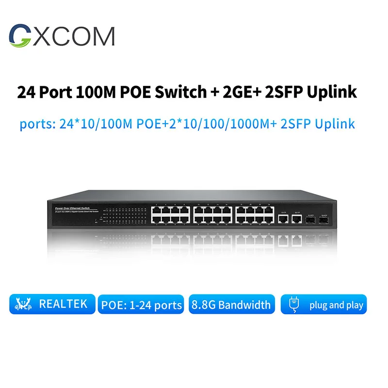 Система видеонаблюдения 10/100 Мбит/с fast Ethernet-коммутатор питания через Ethernet 4 8 16 24 порта 48V 802.3af/at PoE сети