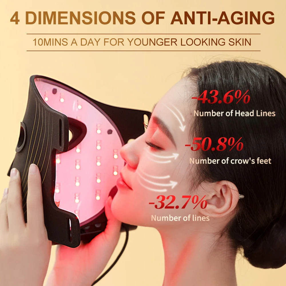 3 Color LED Light Therapy Silicone Facial Mask Hand-held Red Blue Yellow Light Photon Beauty Skincare Anti-Aging Wrinkle