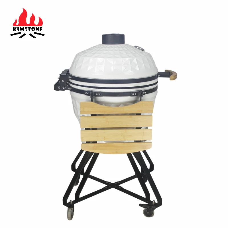 Kimstone 24 Inch Ceramic Charcoal Outdoor Kitchen Pizza Oven Bbq Grills Cast Iron Support OEM
