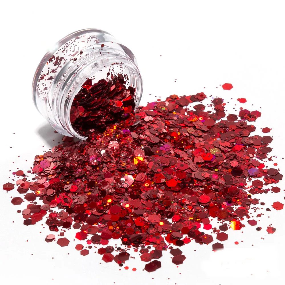 High-quality holographic silver glitter powder hexagon shaped glitter for Christmas Decoration