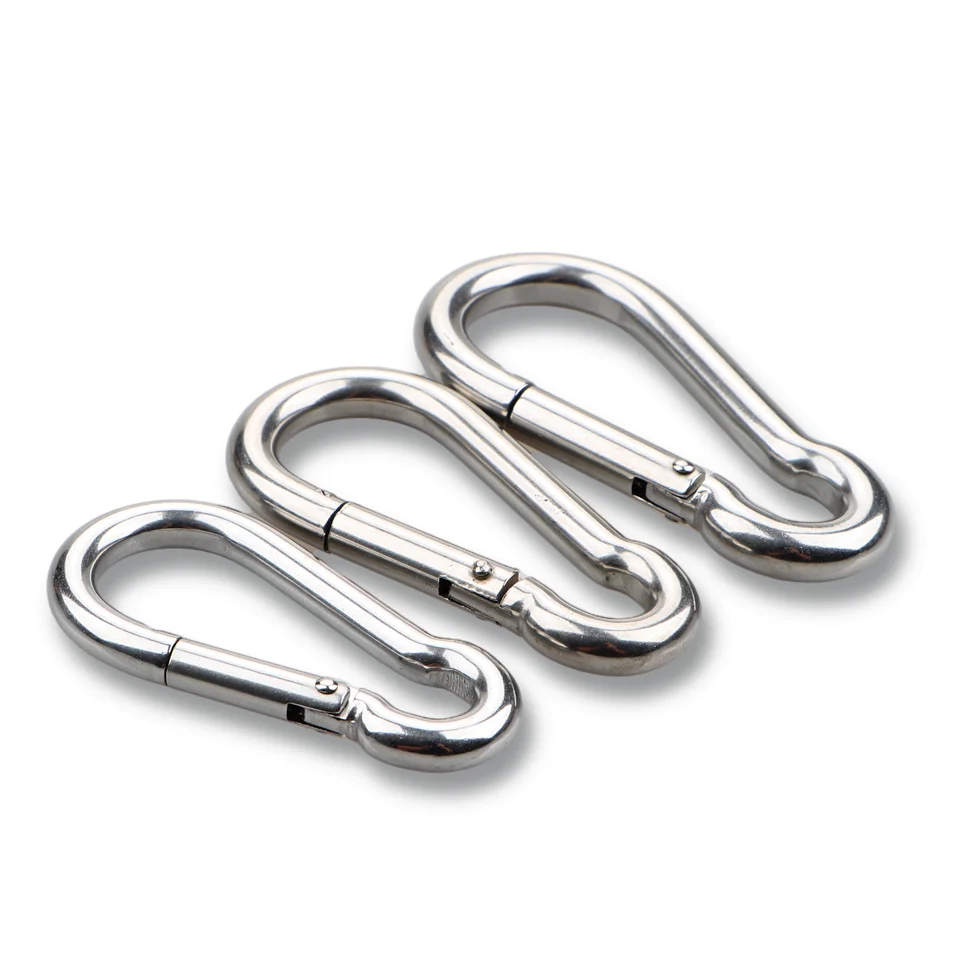 Factory Direct High Quality Metal Din5299c Spring Silver Climbing Carabiner Clips Stainless steel Snap Hook