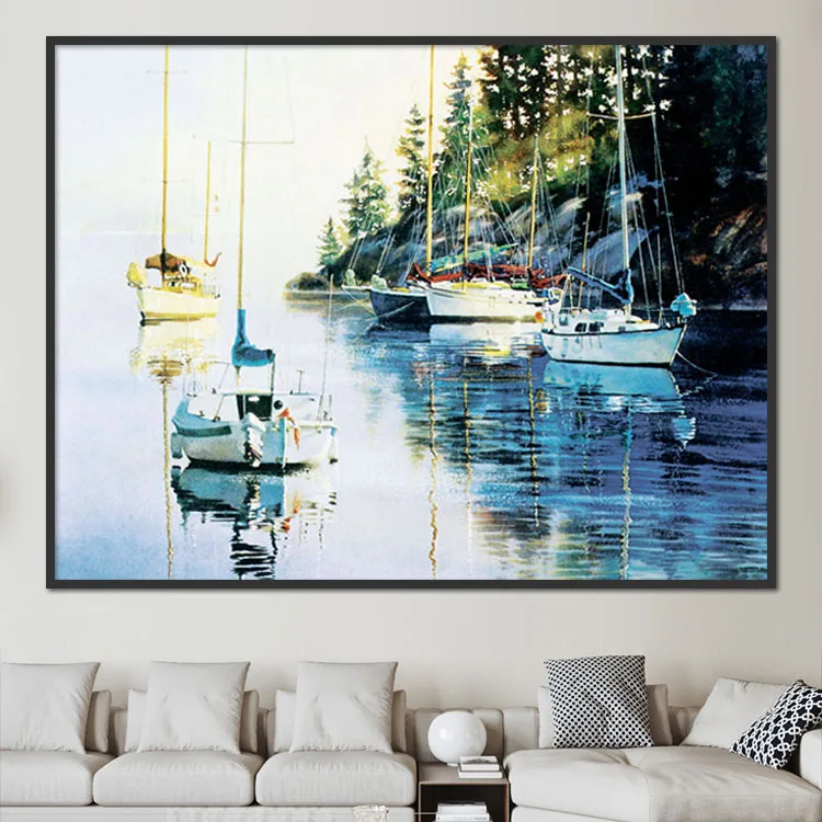 New Home Decoration Wall Art Seascape Diy Painting By Numbers Handpainted Seascape Oil Painting