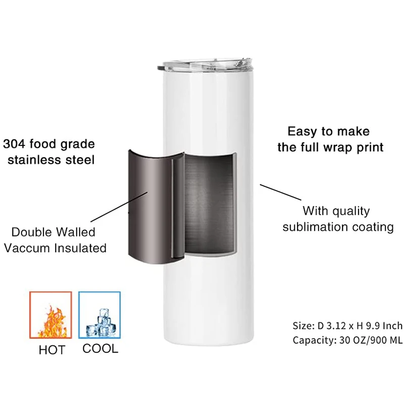 Usa warehouse stocked 20oz 30oz mug heat press vaccum hot/cold thermo sublimation tumblers with extra Straws and lid