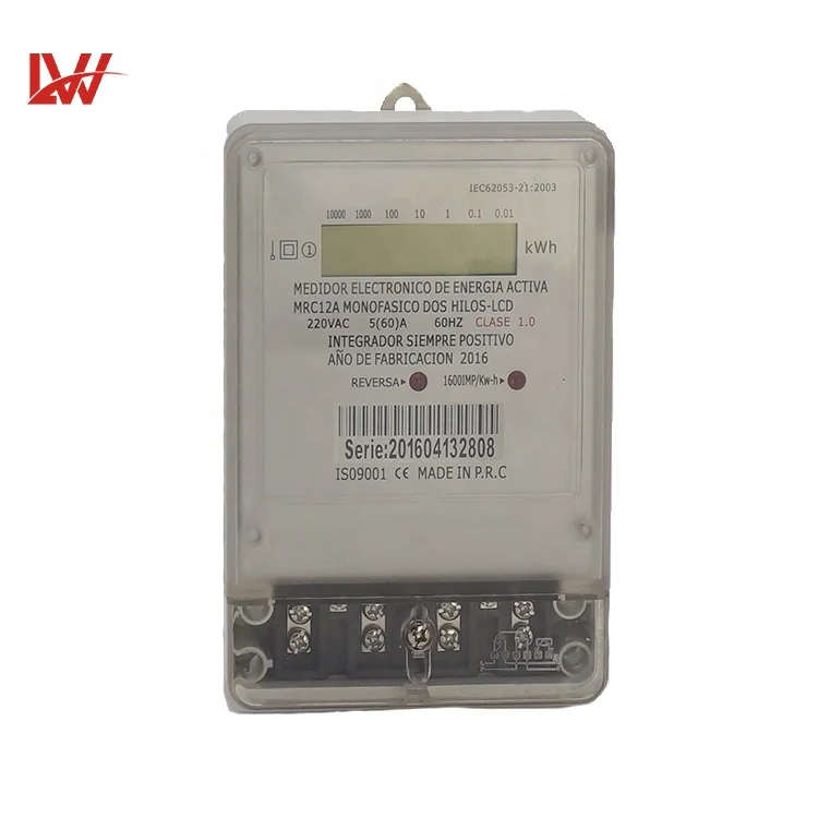Single Phase Three Wire  LCD  Display  Mechanical Step Register Watt Hour Energy  Meter