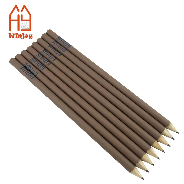 Standard hb pencil ,7 inch round shape brown matte pencils with custom logo printing .