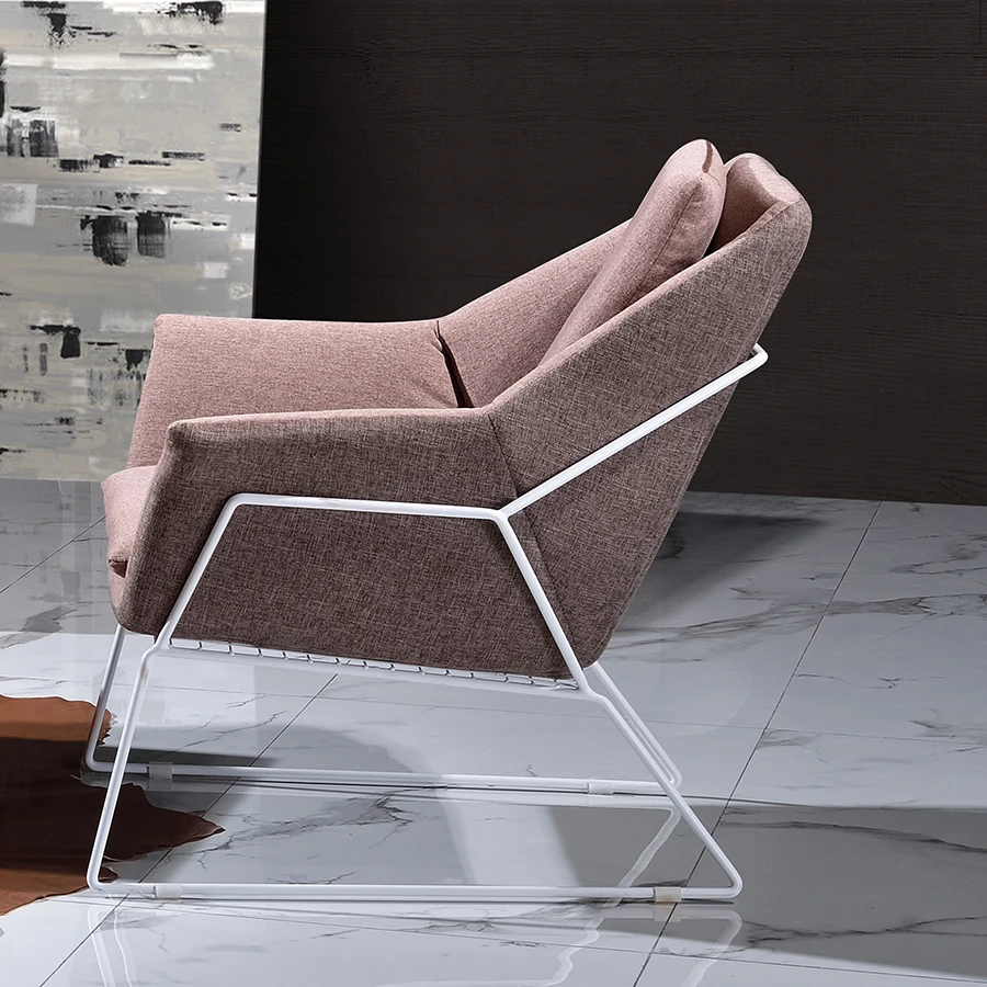 2021 new design fabric metal armchair leather back leisure chair for living room