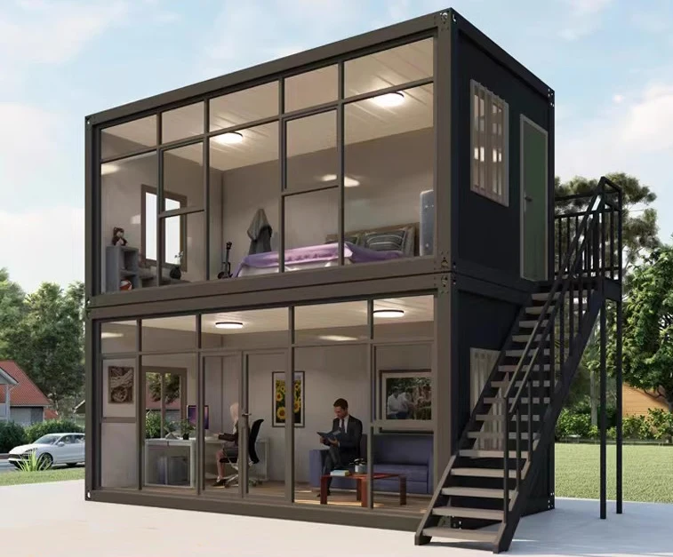 Low Price Light Steel Prefab Container Office Modular Flat Pack Container House Storage Detachable Container House 20ft 40ft