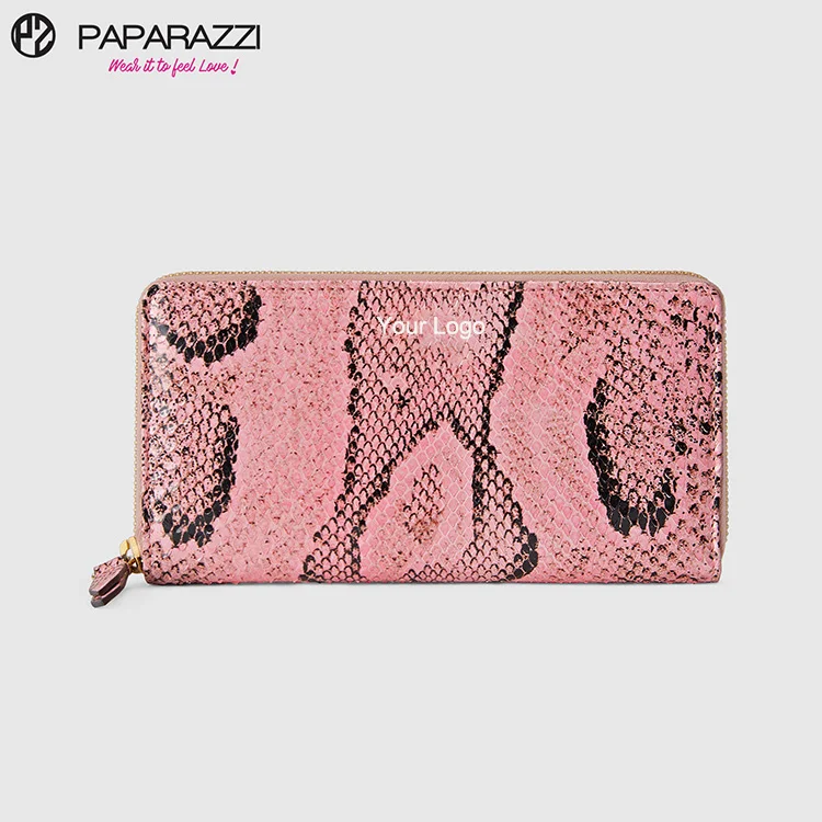 BSCI Authorized Factory #PA0121 Snake Pattern  Purse Rfid Women Vegan Leather Women Wallet Credit Card Holder With Zipper