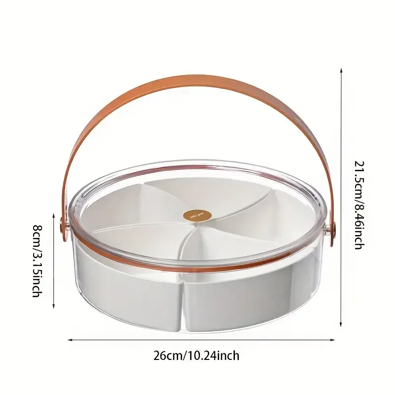 Clear Plastic Grid Food Storage Box with Dividers for Candy Snack Dried Fruit Veggie Plate Tray