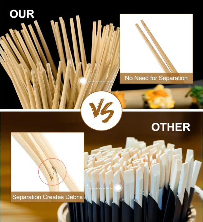 Hot Sale Bulk High Quality 2 Ended Bamboo Chopsticks with Paper Band Individual Double Dot Sushi Serving 24cm Chopsticks