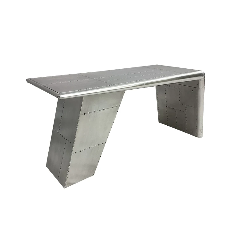 Vintage Attractive Aluminum Cover Aviator Wing Desk Metal Aircraft Desk for Office Aviation Furniture