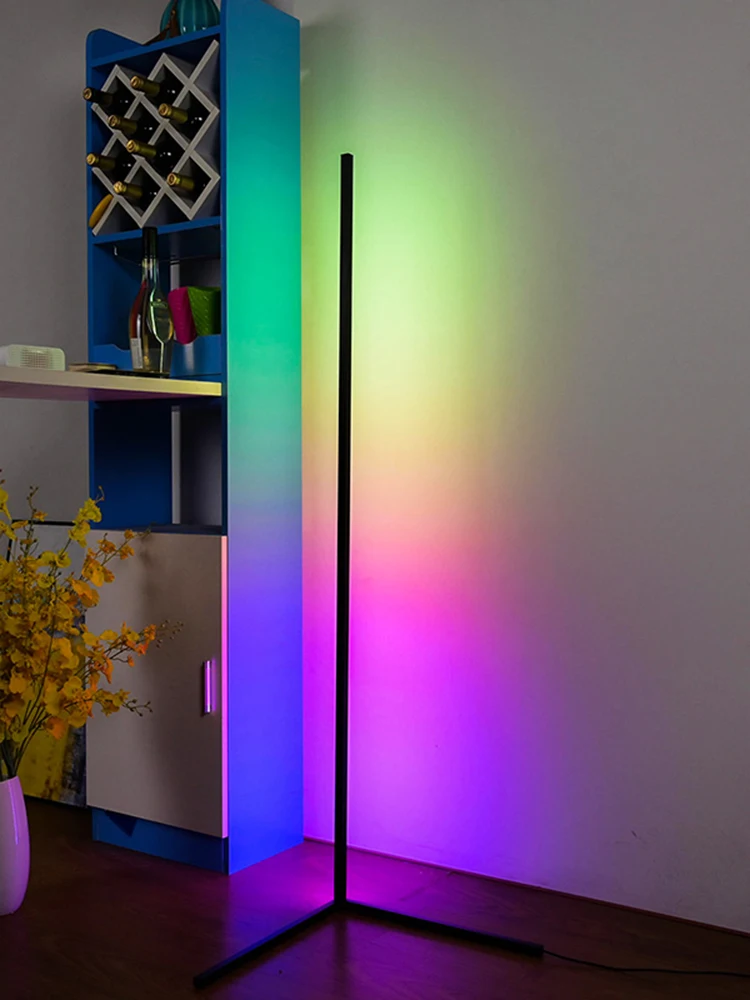 Светодиодная угловая Напольная Лампа с RGB волшебными полосками окружающий напольный светильник для украшения дома