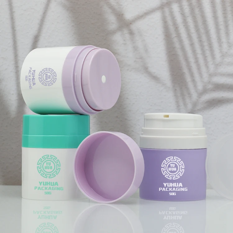 Fancy 50g Personal Care Cream Airless Jar Plastic Custom Airless bottle jar refillable cosmetic airless pump jar