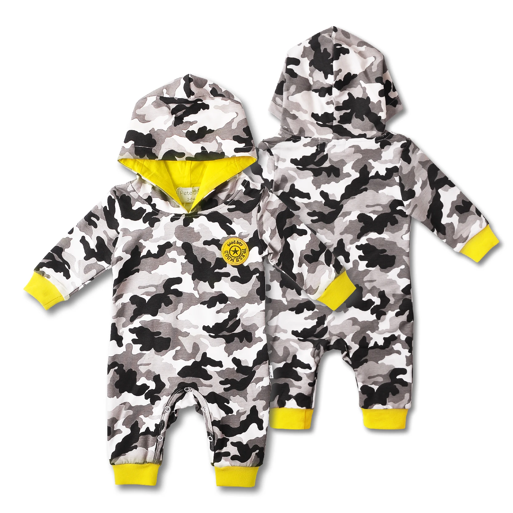 Petelulu Long Sleeve Warm Cotton Baby Boy Clothes Autumn Winter Romper Newborn Overall With Hooded