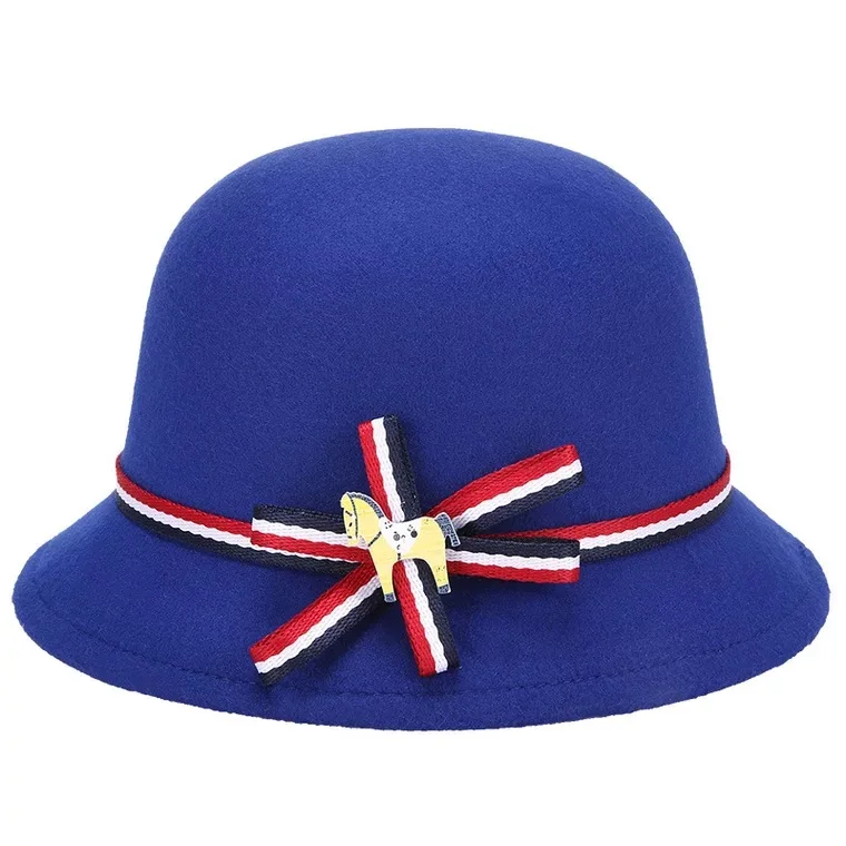 High quality felt fedora wide brim kids children animal cute bowler woollen hat