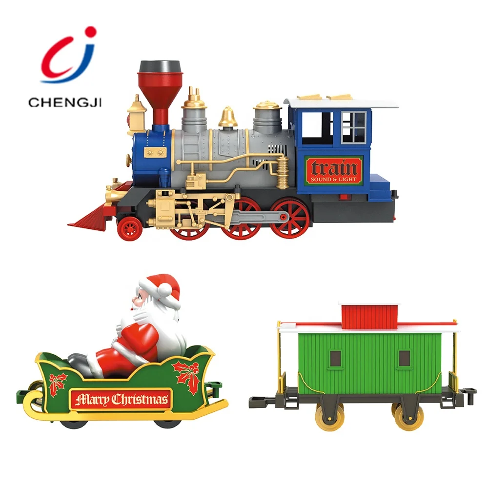 Chengji Classic small railway plastic train toys set railway tracks christmas mini toy train toys set railway tracks