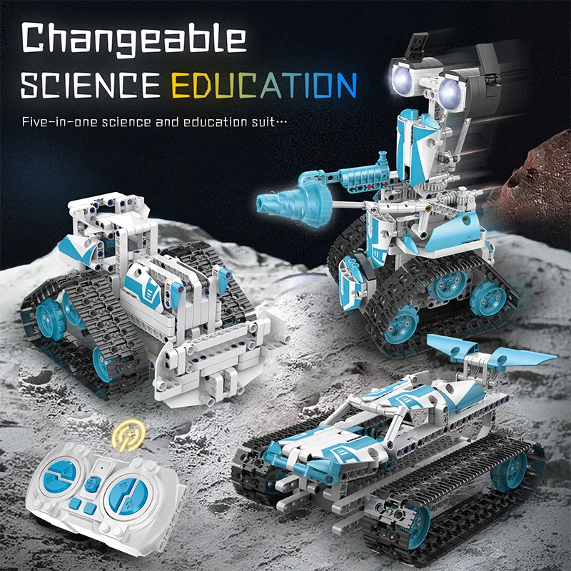 5-in-1 Remote Control APP Programmable Robot Electronic Toys DIY Building Science Educational Kit STEM Robot for Kids