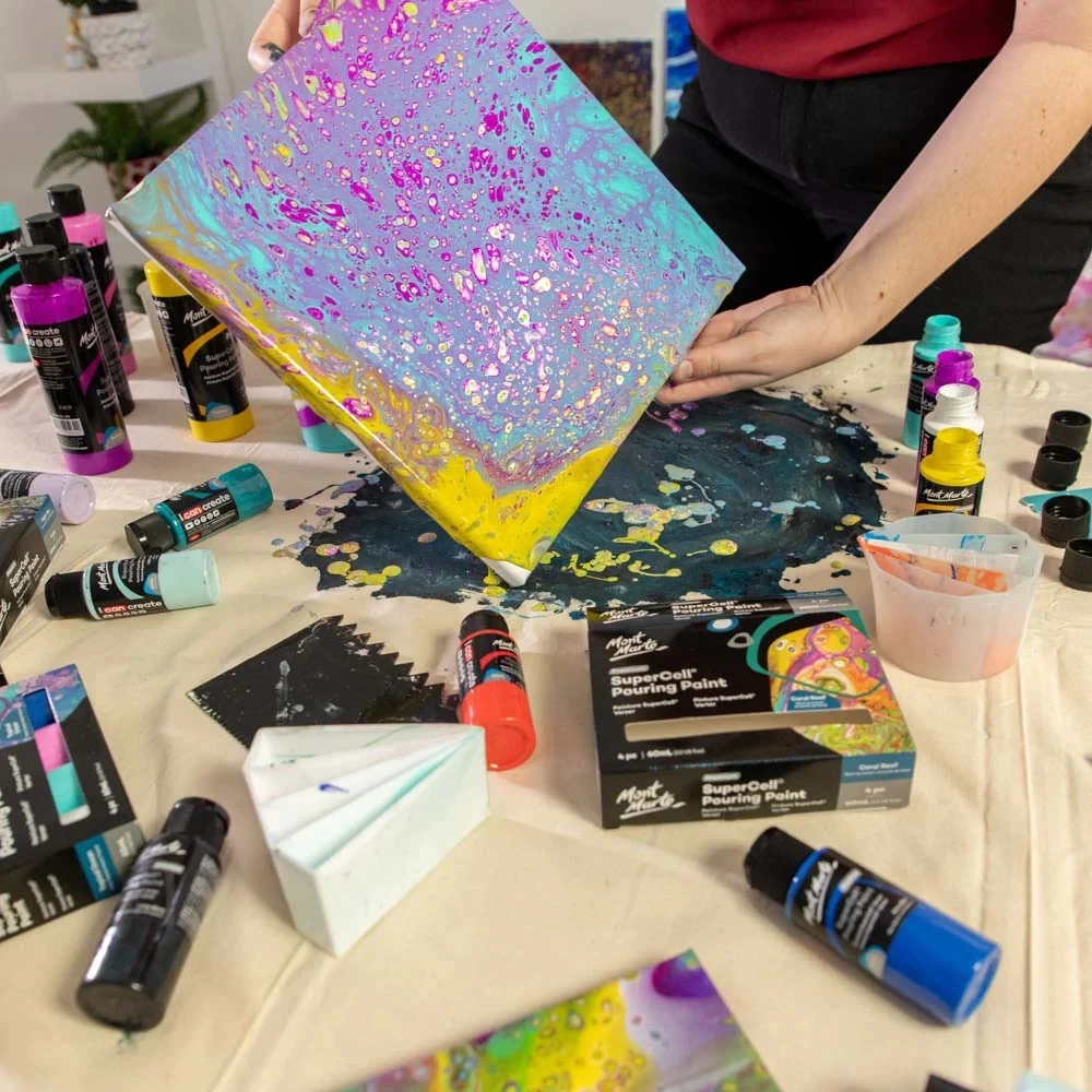 Mont Marte SuperCell Pouring Paint 4pc x 60ml - Coral Reef artist paint set