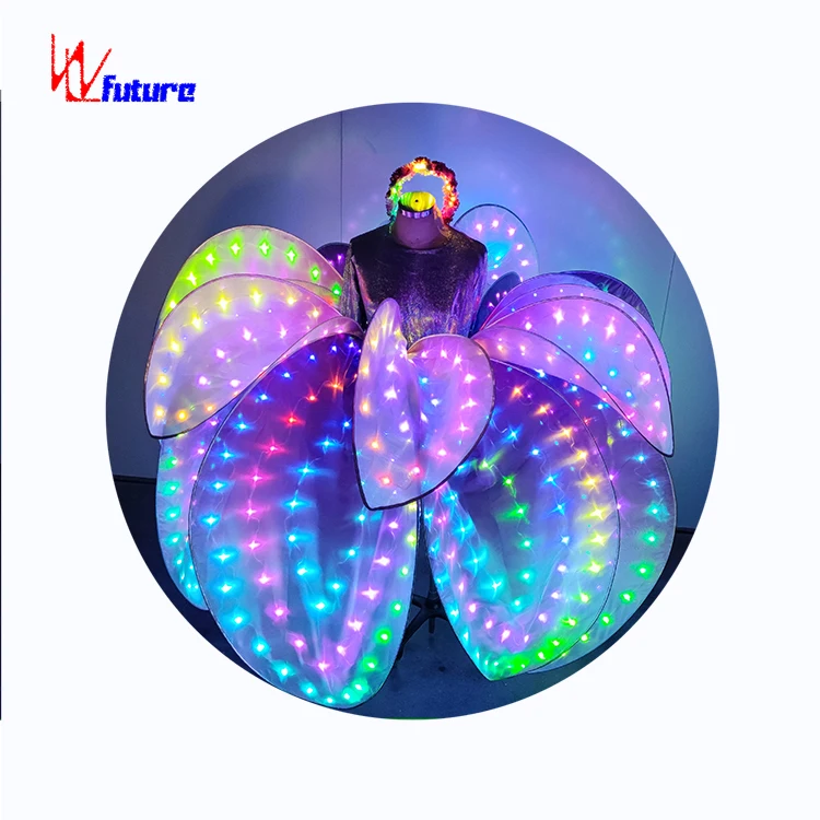 Purple LED Pixel Flower Costume Dance Stage Show Costume Entertainment LED Light Petals