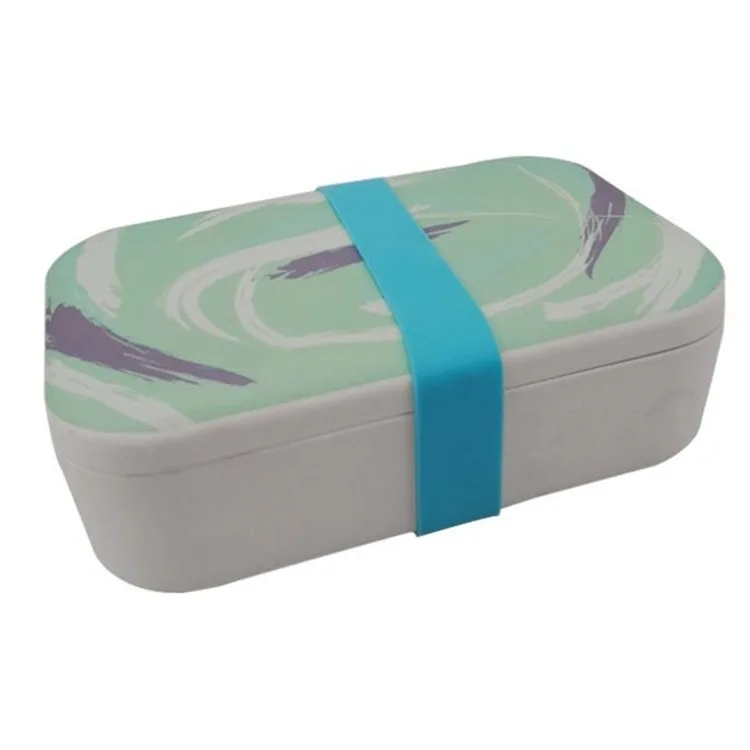 Eco friendly custom biodegradable leakproof bamboo fiber lunchbox lunch bento box with bamboo lid