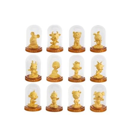 supplier wholesale Personalize 3D decoration souvenir gift cute animal alluvial gold plated 12 zodiac statue figurine