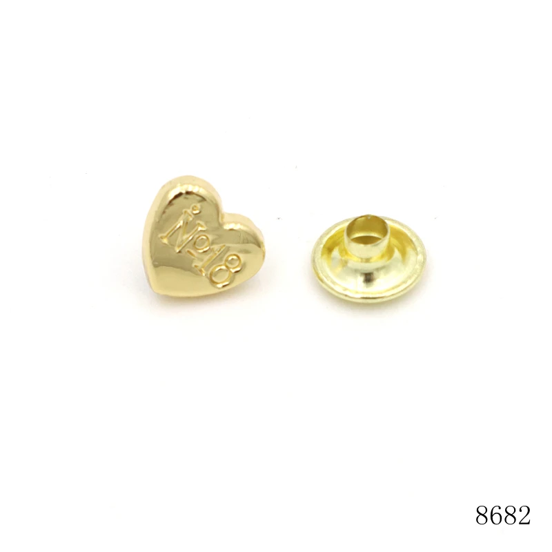 Zinc Alloy Bag Parts Accessories Rivets Metal Heart Shape Rivet Stud Custom Logo Rivet For Bags or Toys