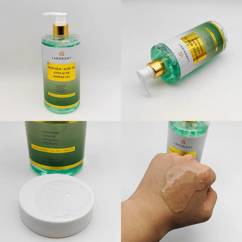 Private Label LANORIENT Natural Organic Glycolic Acid Anti-Dark Spot Moisturizing And Lightening Shower Gel Is Popular In Africa