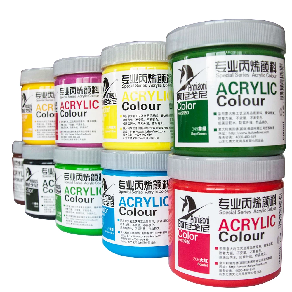 Professional Art Supplies 500 ml Acrylic Paint for Painting on Canvas, Wood, Clay, Resin, Glass & Crafts