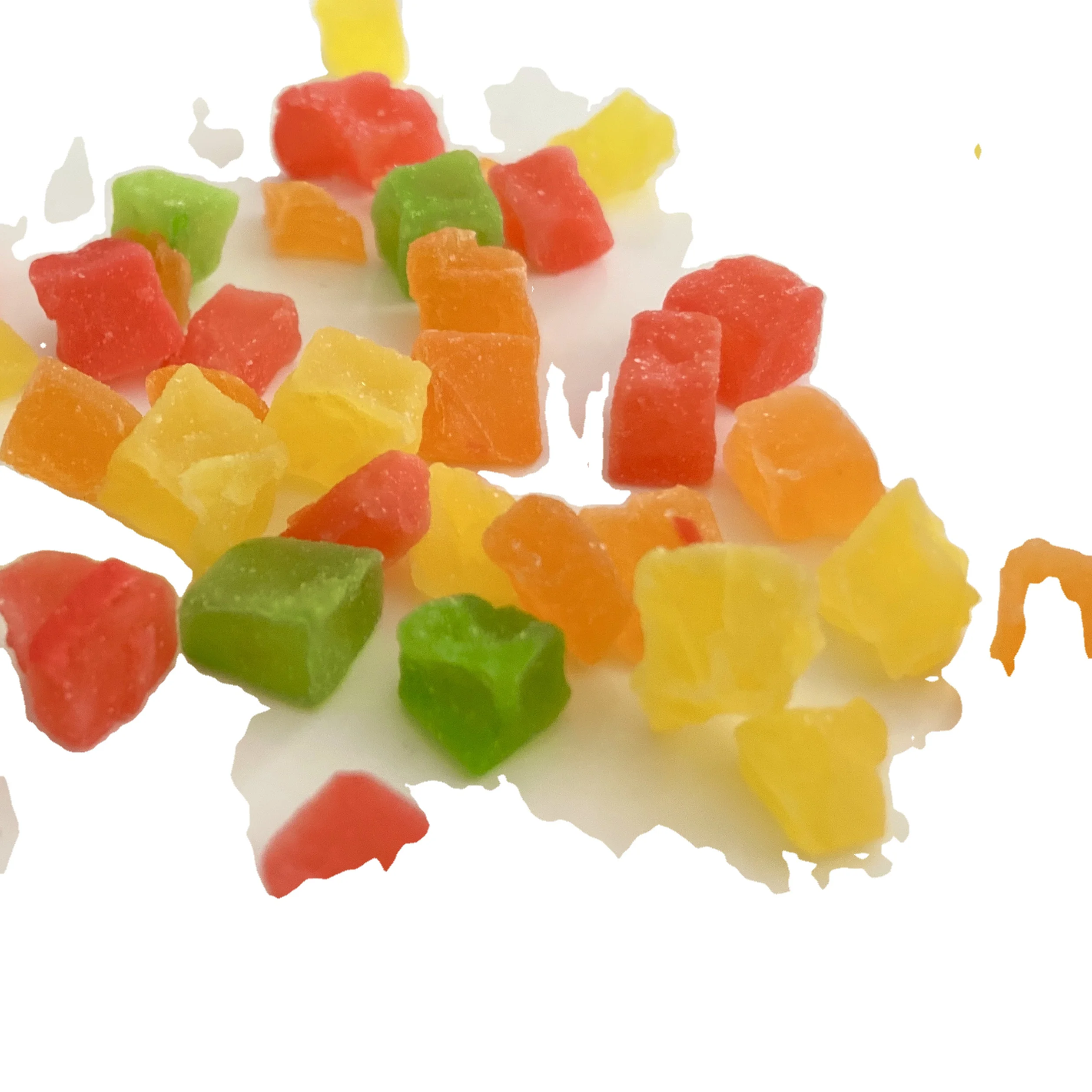 mixed colors dehydrated papaya dice with pineapple flavor
