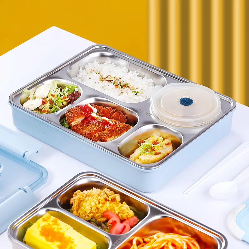  Детский контейнер bento из нержавеющей стали с 3 отделениями Ланч-бокс пищевой