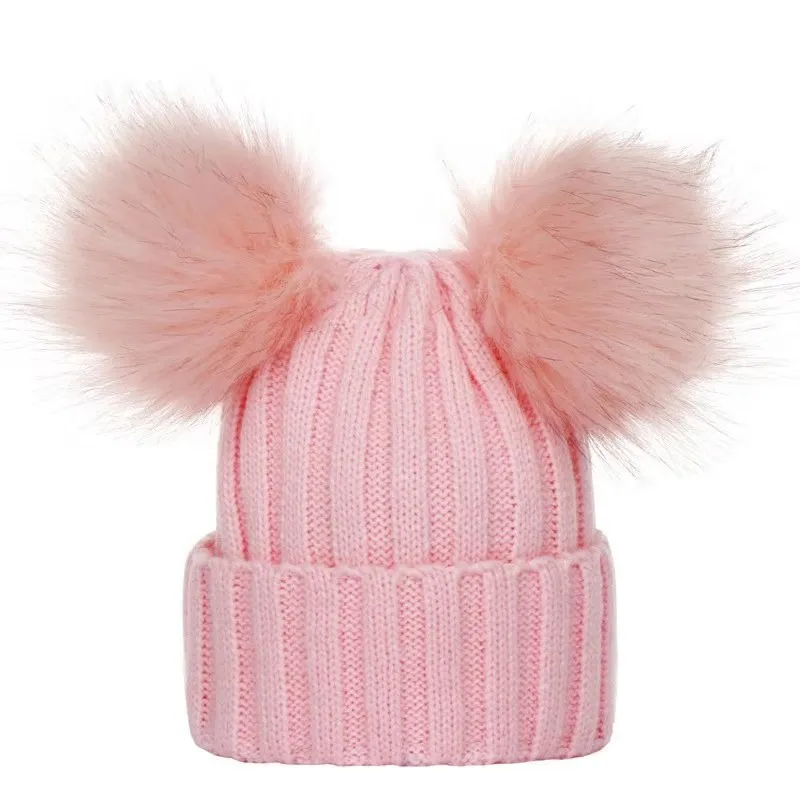 Wholesale Winter Beanie Hat Kids Cute Pompom Ear Ski Hat And Caps For Children