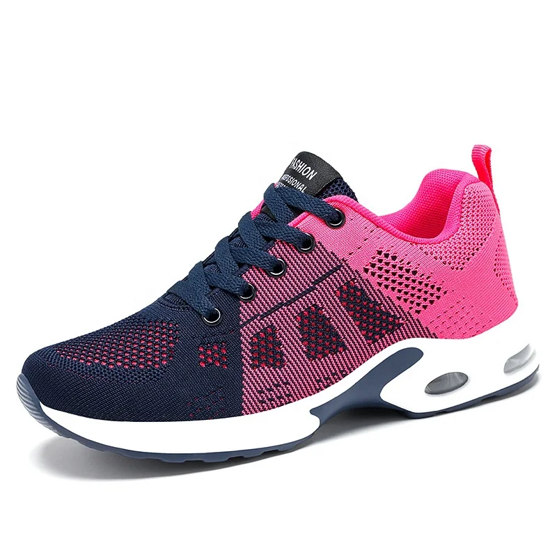 Shock-Absorbant  Breathable Knitting upper women sport shoes with comfortable bottom running shoes for OEM