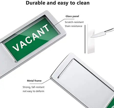 7' x 2' Silver Vacant Occupied Door Sign For Home Office Slider Tells Whether Room Vacant or Occupied Doorplate