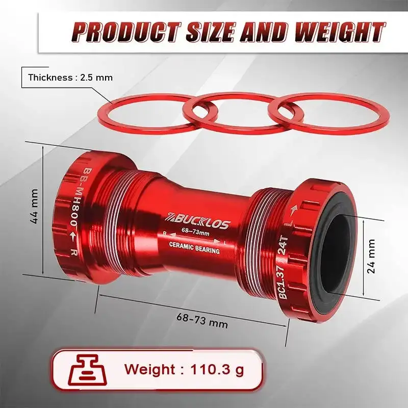 OEM/ODM BUCKLOS Bicycle Bottom Bracket Sealed Bearing Bike BB BSA Threaded BB68/73 MTB Bottom Bracket Road Mountain Bike Parts