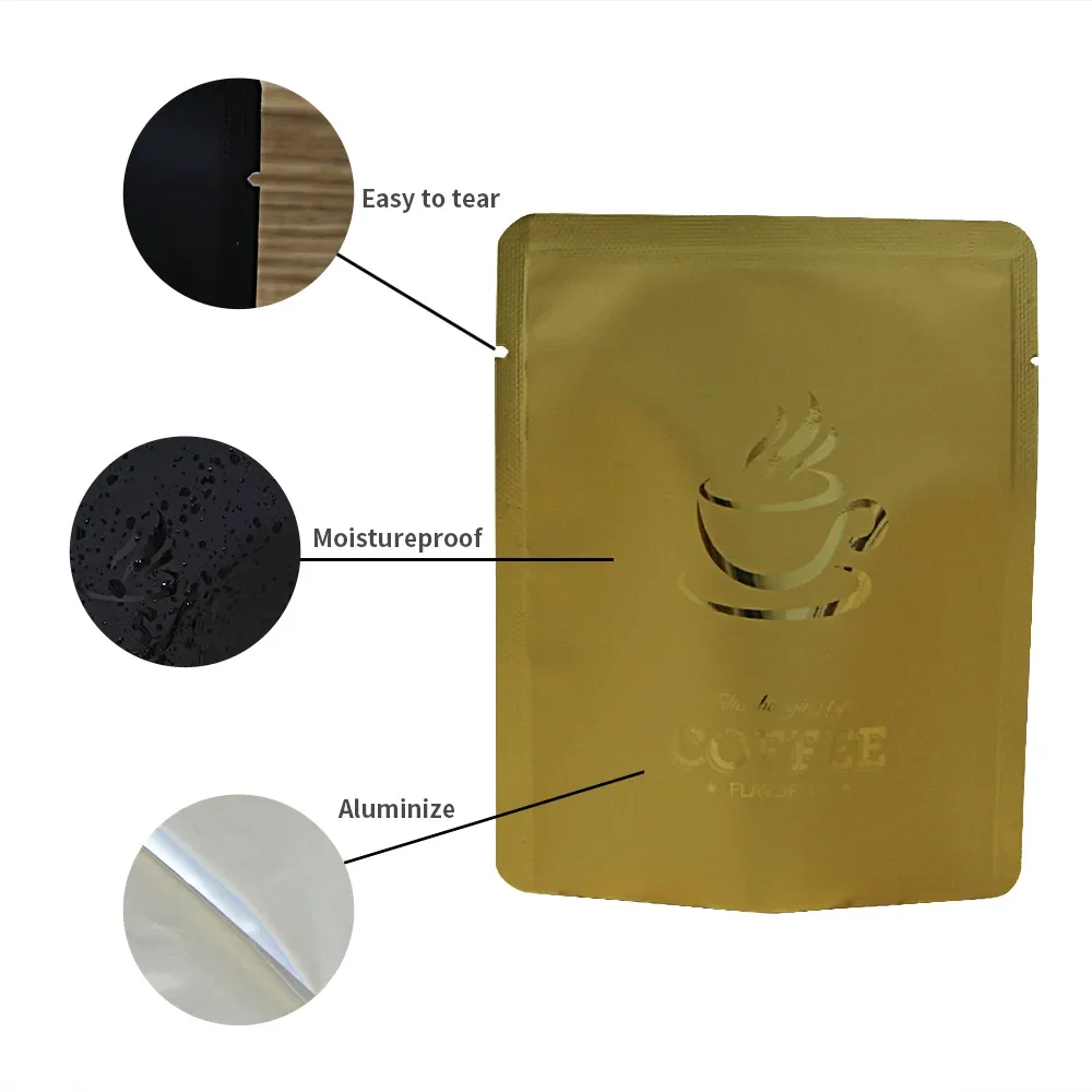 Hot Sale Printed Logo Flat Coffee Bean Packaging Drip Coffee Filter Bag Aluminum Bags For Coffee