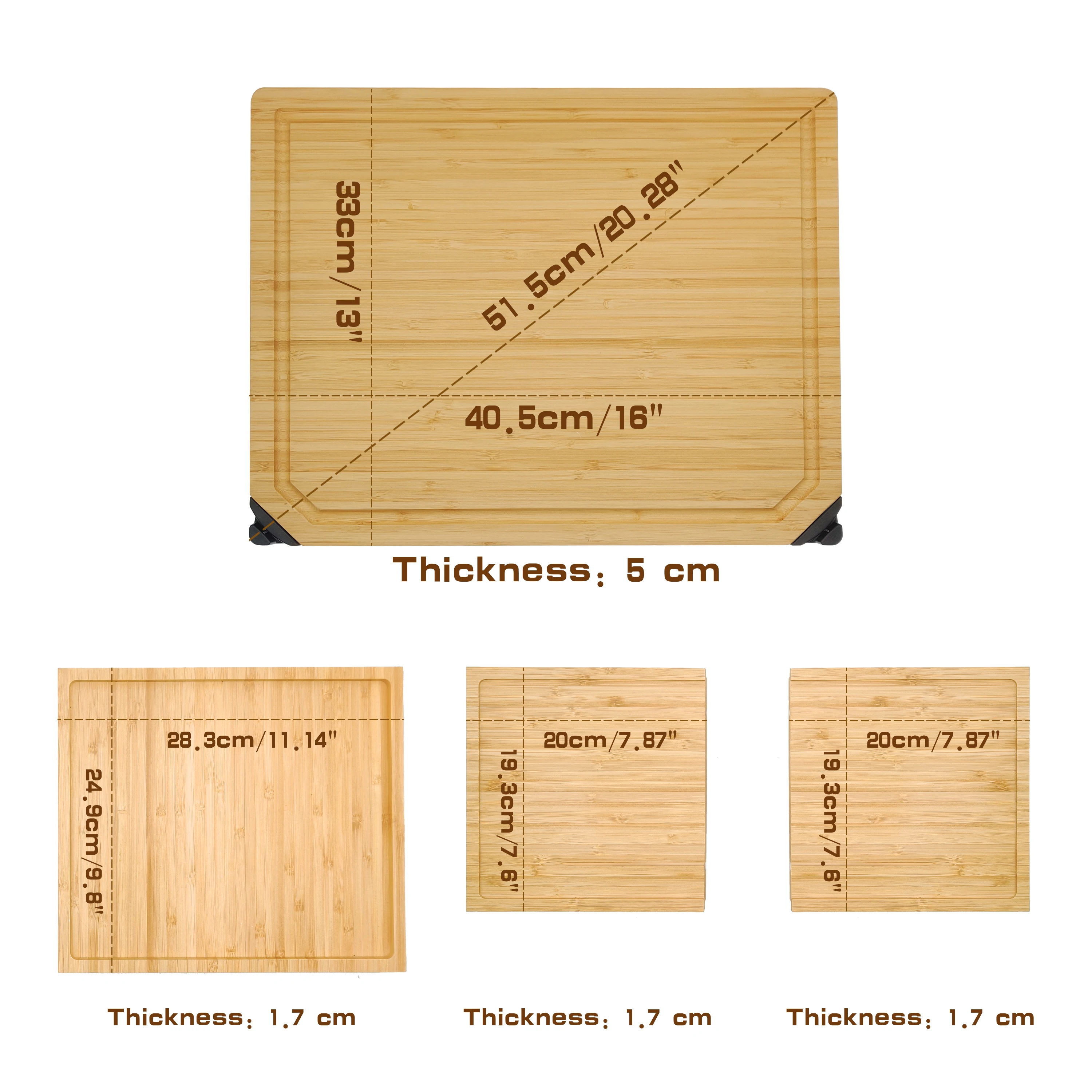 Wholesale cheese board Bamboo chopping block Super thick cutting board Bamboo cheese board with three trays