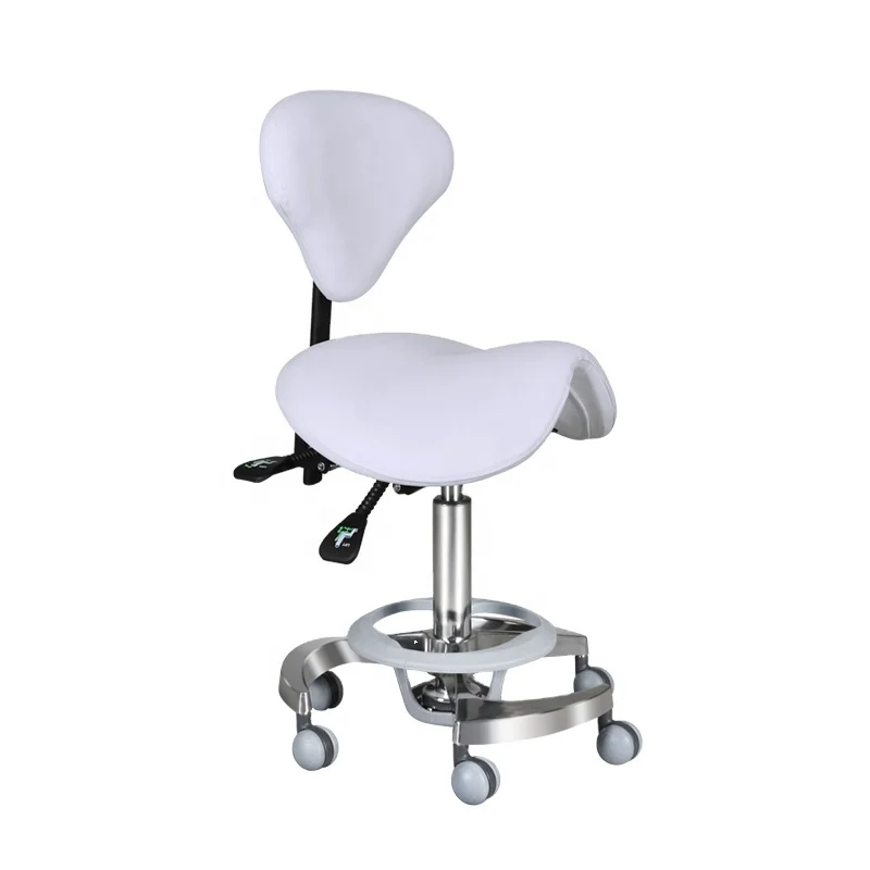 360 Degrees Adjustable Salon Drafting Stool With Backrest Rolling Stool Facial Medical Massage Spa Chair
