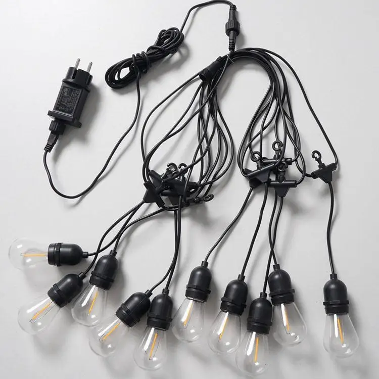 Popular Outdoor 24V S14 E26 E27 Socket LED Filament Bulb String Lights For Patio Christmas  Decorations