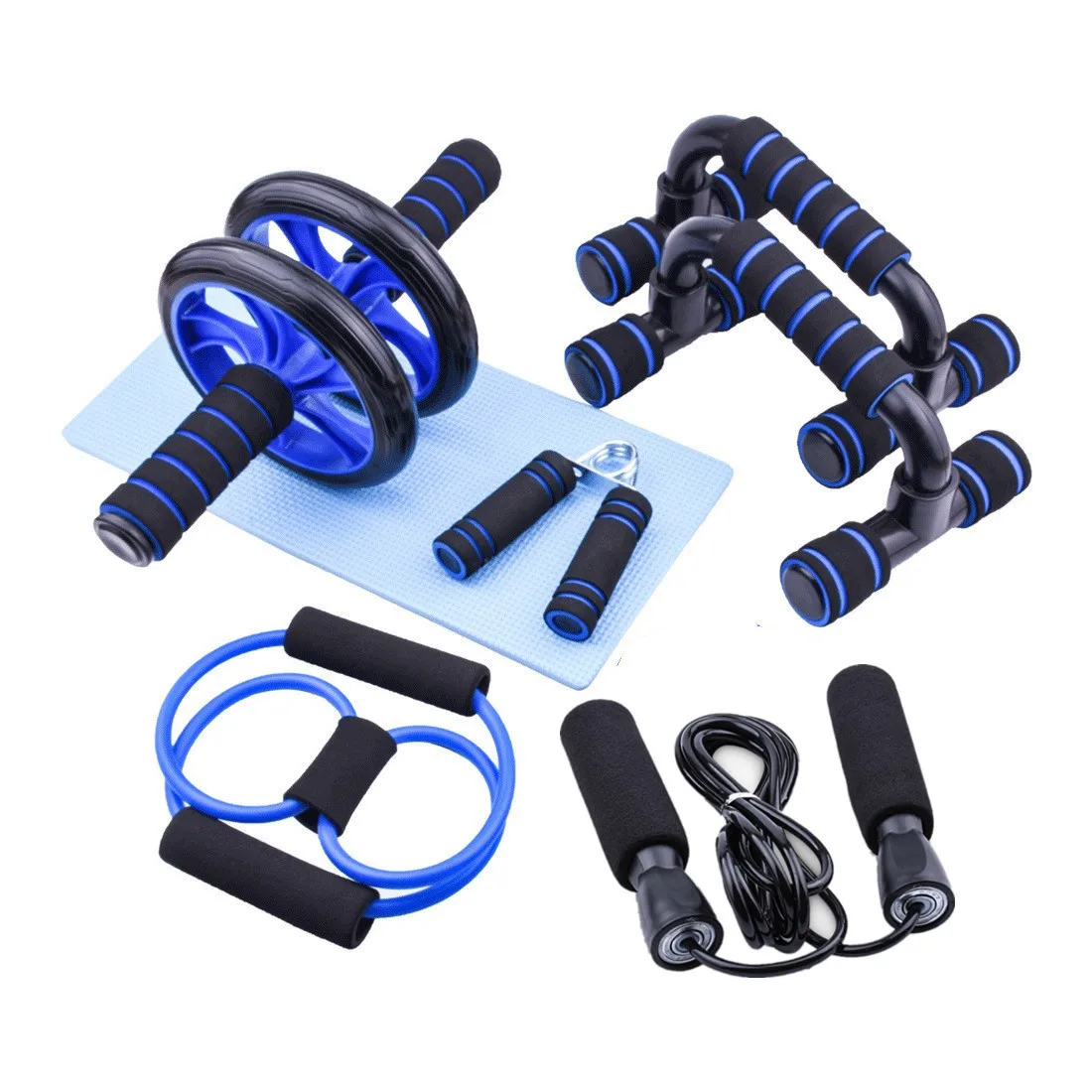 Get-Fit Home Gym Workout For Men and Women Core Strength & Abdominal Exercise 7pcs Ab Wheel Roller Kit