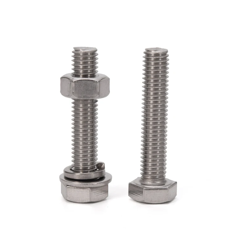 316 Stainless Steel Nuts Bolts And Washer Set Outer Hexagon Bolt Hex Nut Flat spring washer