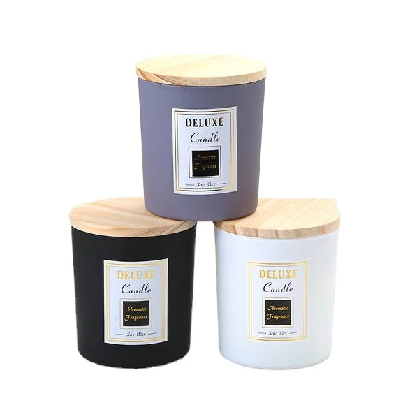 Luxury Wholesale Custom Logo Colorful Wide Mouth Black 8oz 6oz 10oz White Glass Frosted Candle Jar For Candle Making