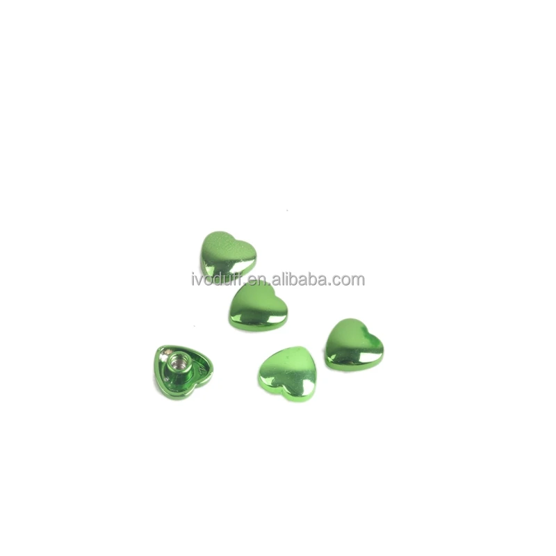 Various Color 10mm Metal Heart Shape Handbag Garment Leather Screw Rivet Stud