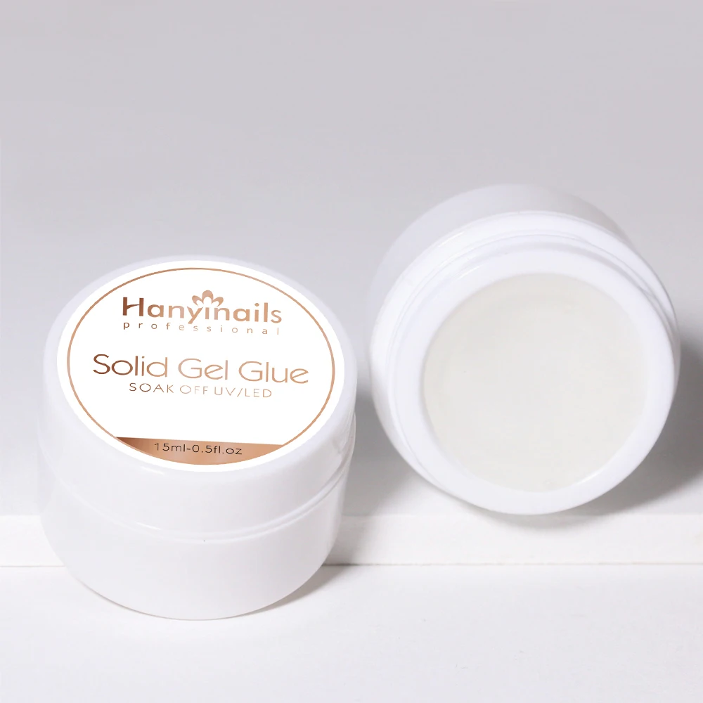 Hanyinails professional wide custom bottle solid press on gel glue OEM private label strong nail tips glue gel
