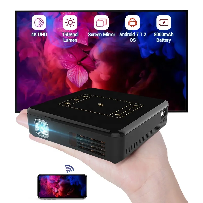 Hotack Mini DLP 4k Projector With Android System Digital Portable Pocket LED Home Theater Projectors