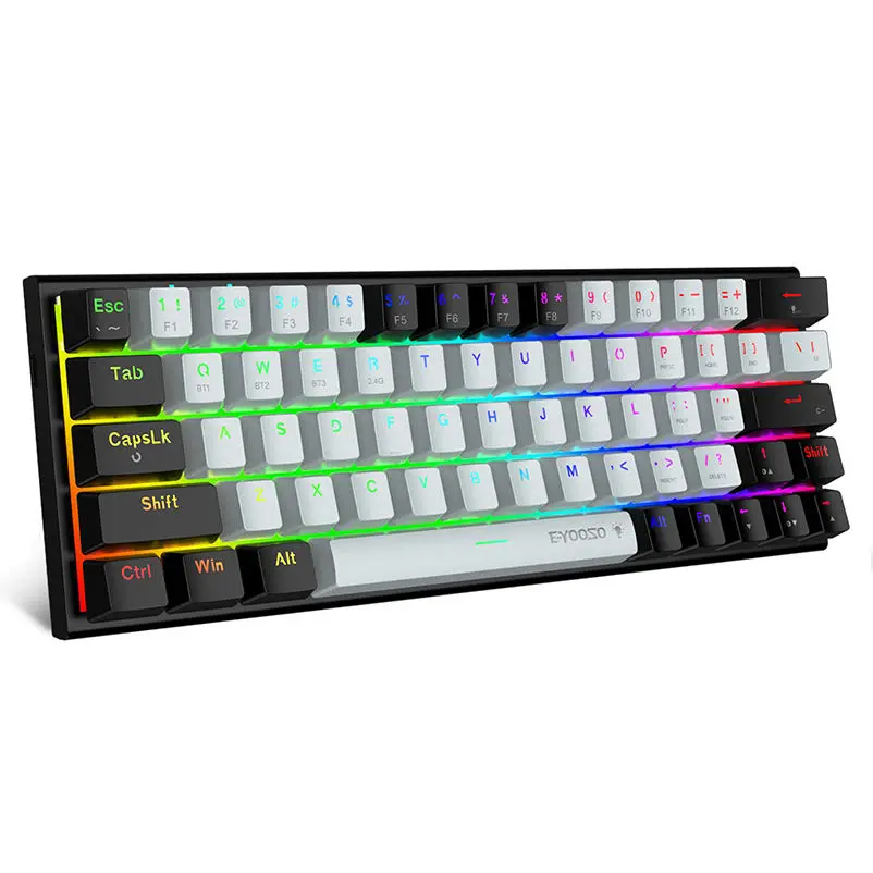 E-yooso 60% hot swap  mechanical keyboard 2.4G BT portable RGB backlight  wireless  gaming keyboards