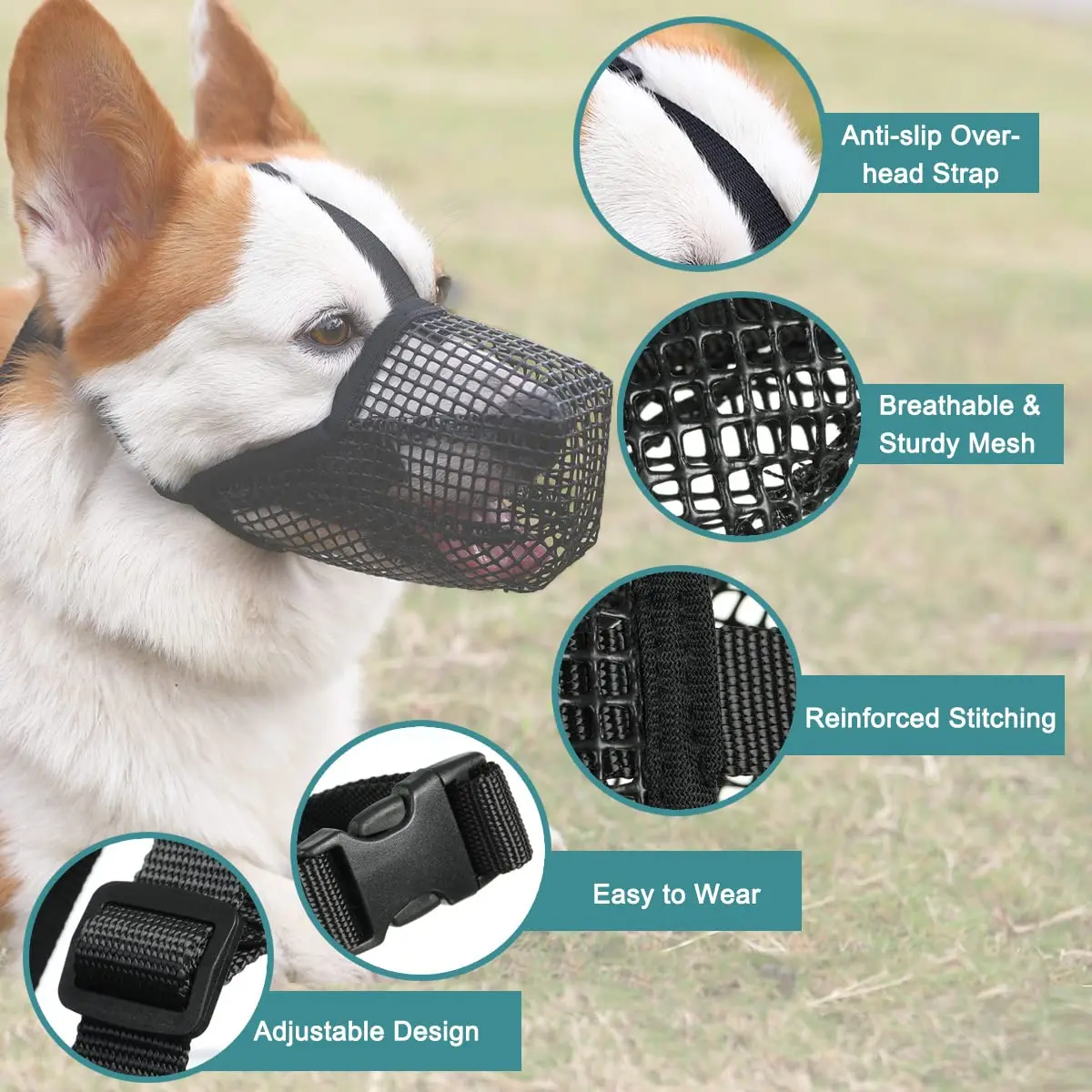 SinSky Custom Anti Biting Barking Chewing Adjustable Soft Mesh Dog Muzzle Breathable Dog Muzzle For Dogs
