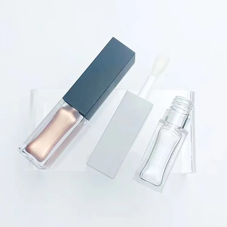 wholesale  big wand lip gloss tubes lip oil black red bottle square PET material cream foundation lipgloss tube