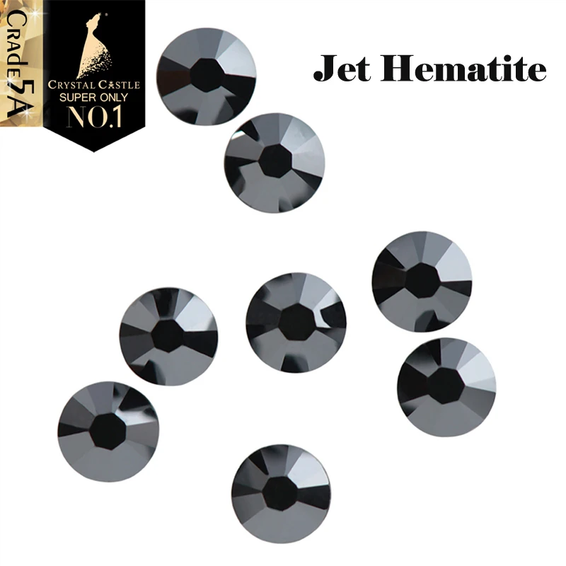 
Crystal Castle 5A Best Glass Strass Hot fix Black Jet Hematite Labrador Crystal Stones Silver Flare Rhinestone Hotfix For Shoes 