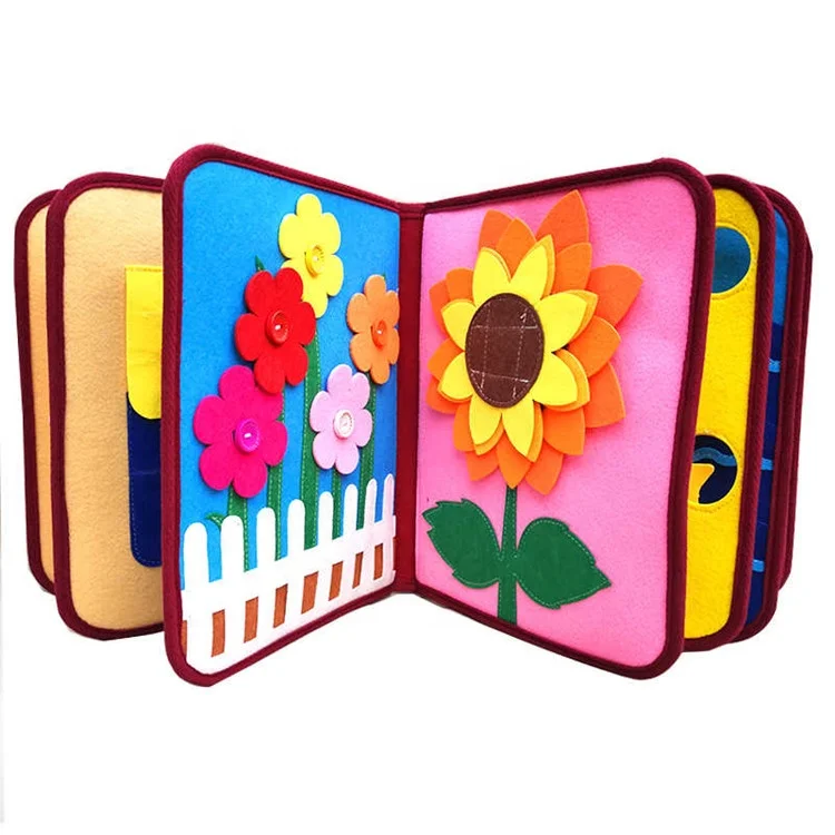 custom 24 pages felt fabric montessori MY first book 3D DIY Cloth Soft Activity Books for baby quiet book
