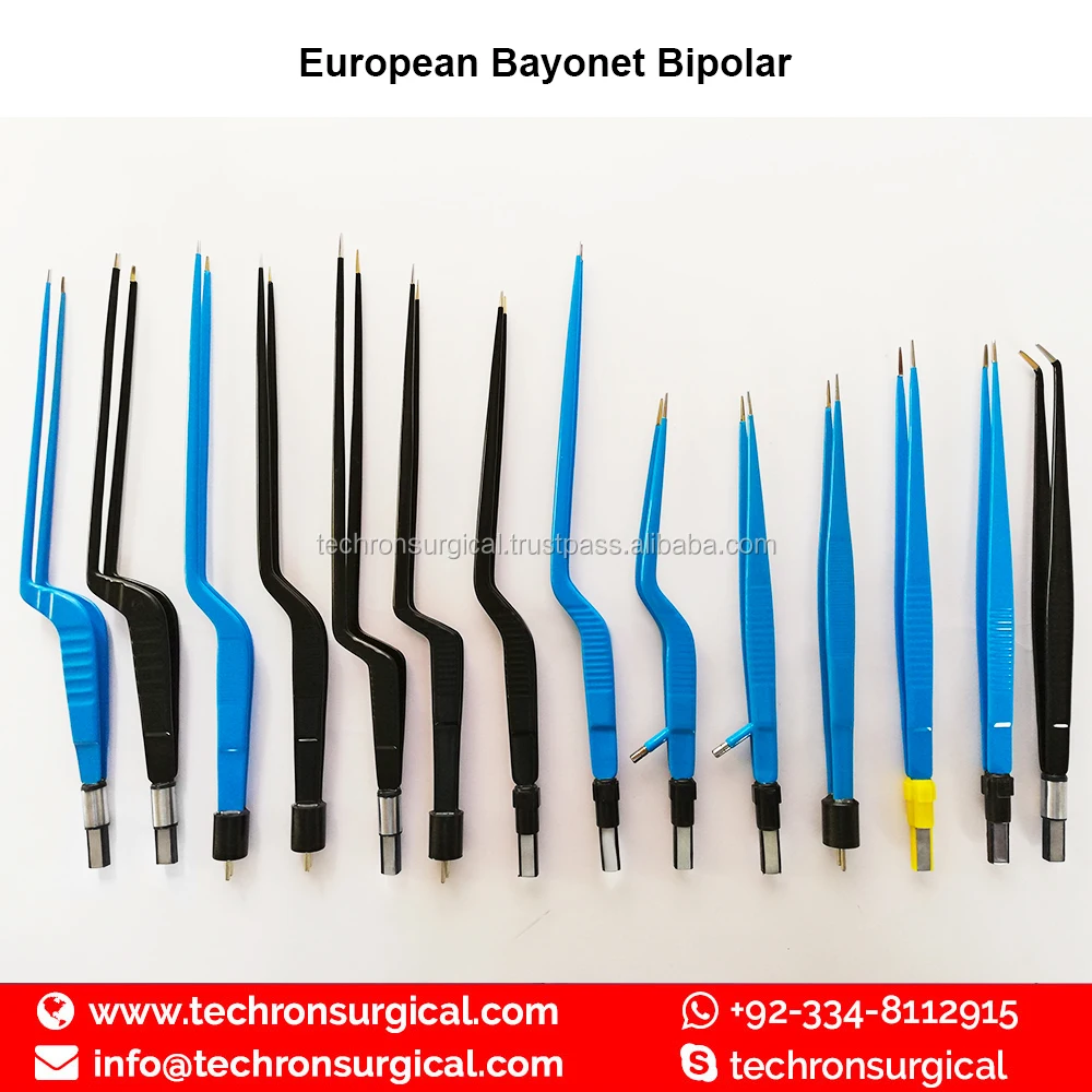 Electrosurgical Non-Stick American Bayonet Bipolar Irrigation Forceps